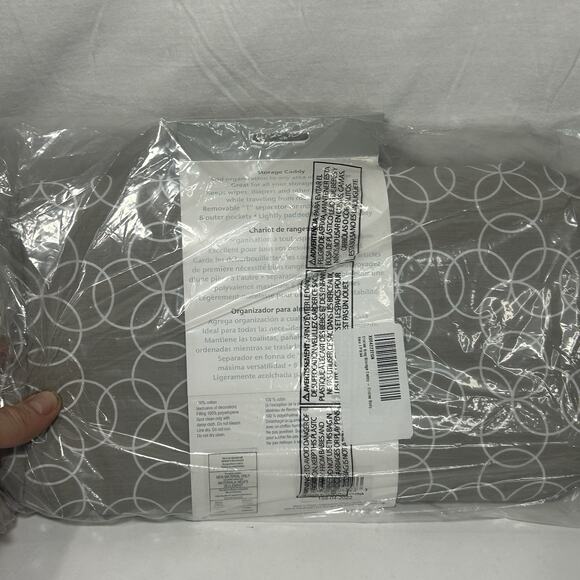 Trend Lab Storage Caddy Gray Geometric Circle Print Baby Diaper Holder - Picture 3 of 3